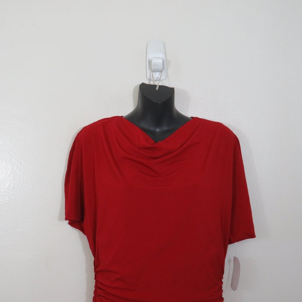 Red Ruched Side-Slit Maxi Dress - Picture 4 of 8